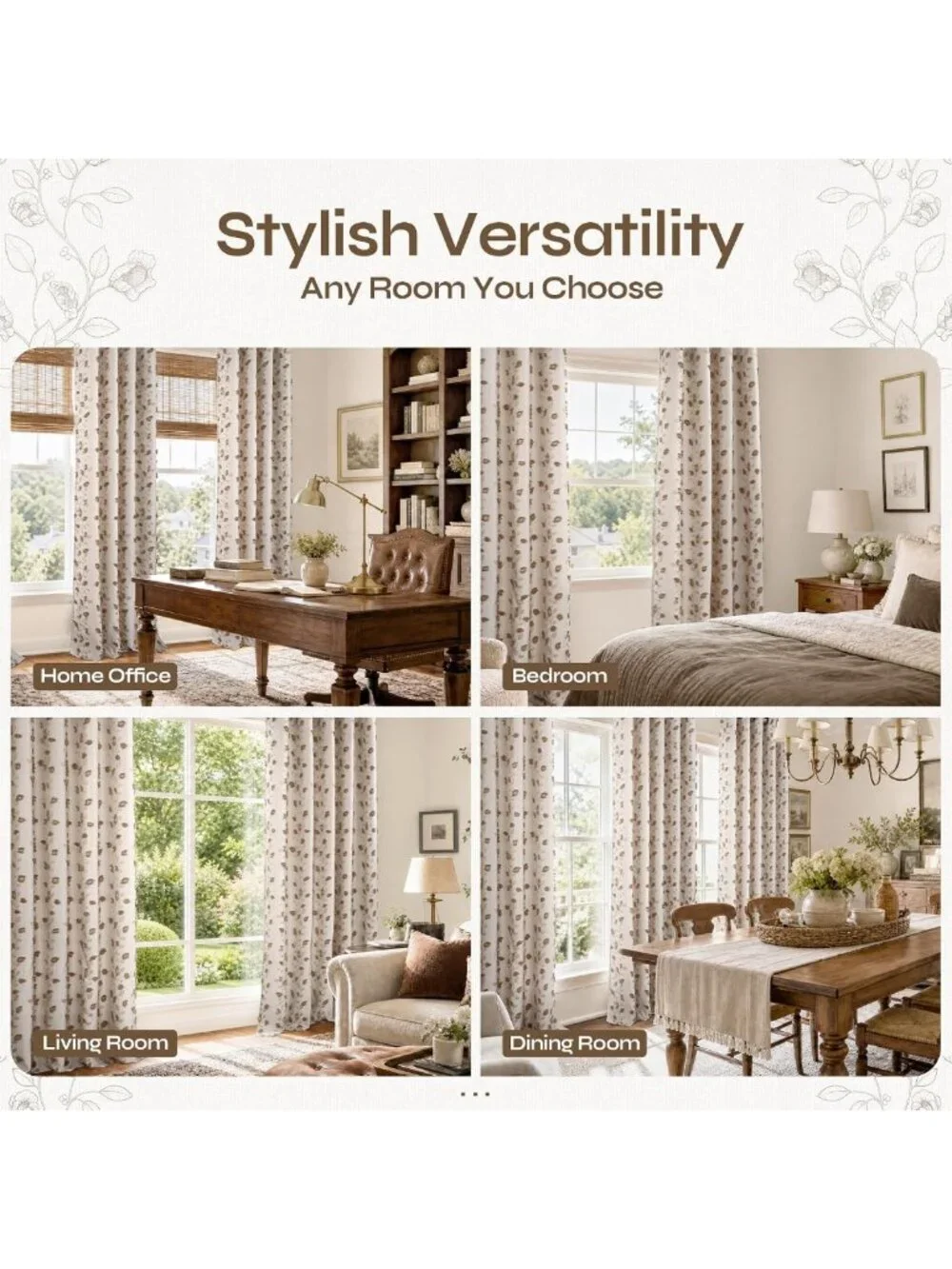 Cozy Brown Linen Curtains for Living Room - 84